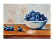 漿果家居裝飾畫 藍莓、藍莓水果繪畫、原創藝術、手繪繪畫