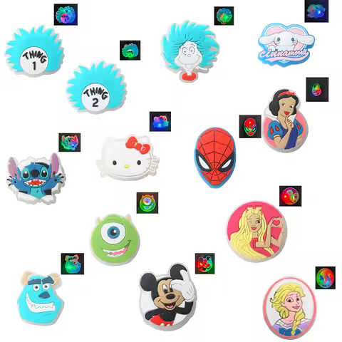 Hot Toys Luminous Cartoon LED Shoe Charms For Clogs Bogg Bag Bubble Slides Sandals, PVC Shoe Decorat