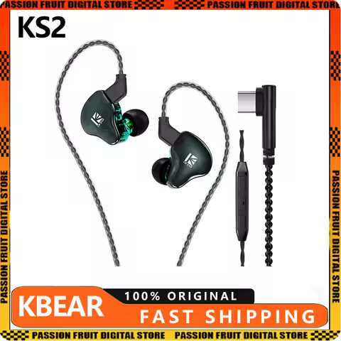 KBEAR KS2 Wired Earphone Dual Magnetic Circuit Dynamic In Ear Monitor Music Earbuds Headset kbear TF