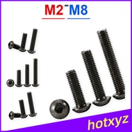 ISO7380 round head bolt, semi-round cup screw 10.9 grade black nickel pan head hexagon screw M2-M8【Y