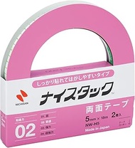 Nichiban NW-H5 Double-Sided Tape, Nice Tack (Stick Firmly and Easy to Remove), 2 Rolls, 0.2 inches (