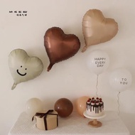 森系復古焦糖巧克力色愛心氣球生日百天滿月周歲布置拍照道具裝飾