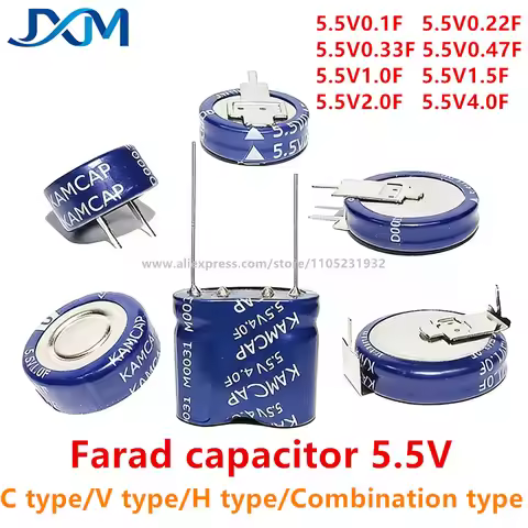 1pcs Farad Capacitor 5.5V0.1F 0.22F 0.33F 0.47F 1.0F 1.5F 2.0F 4.0F