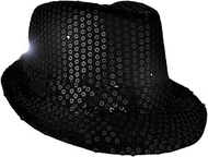 blinkee LED Flashing Fedora Hat with Black Sequins by