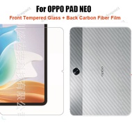 For OPPO Pad Neo 11.4 OPD2302 OPD2303 1 Set = Soft Back Carbon Fiber Film + Tempered Glass Front Screen Protector