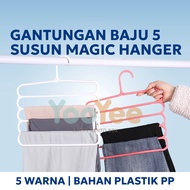 YOOYEE Gantungan Baju 5 Susun / Magic Hanger Pakaian Celana Jilbab Handuk 5 Layer/ Lemari Plastik He