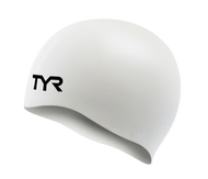 Mũ Bơi TYR Silicone Hypoallergenic No Wrinkle White Adult Swim Caps.