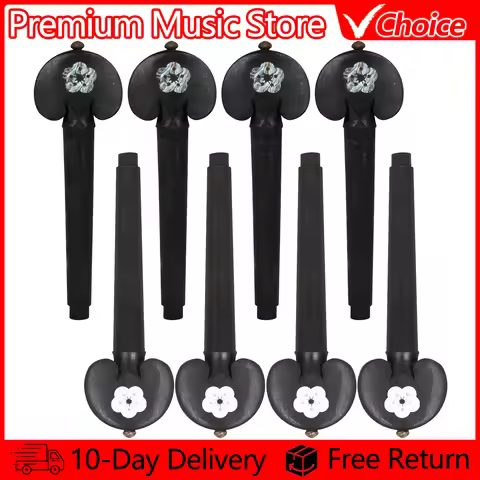 4 Pcs Cello Tuning Pegs 4/4 3/4 Cello Scrolled Head Geared Pegs Finetune Ebony Cello Tuning Pegs Tun