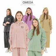 Jas Hujan Raincoat  Mantel Pria Wanita Terbaik Anti Rembes Bahan PVC Kuat By OMEGA