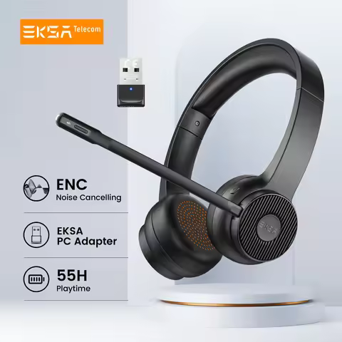 EKSA H16 Bluetooth 5.2 Headset PC Wireless Headphones with AI ENC Microphone USB Dongle 35H Talk Tim
