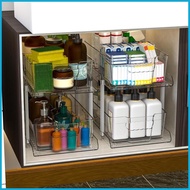 Pull Out Cabinet Organizer Cupboard Countertop Sliding Basket Double Layer Clear Kitchen Pantry Storage for tongsg