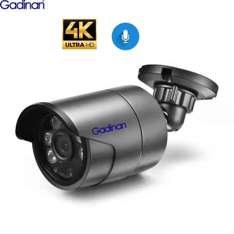 Gadinan 8MP 4K IP Camera H.265 Outdoor Metal Wired Audio Camera 5MP 4MP Motion Detection Infrared CC