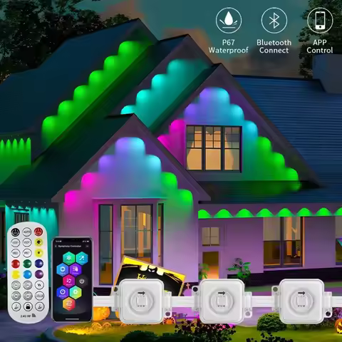 Smart Control 150FT Permanent Outdoor Light DIY Scene Light House Roof Lighting Party Valentine's Da
