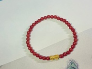 3mm天然紅珊瑚 999足金貔貅設計單圈手串s