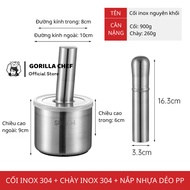 Cối chày inox 304 Gorilla Chef đúc nguyên khối kháng khuẩn 999% đệm chống ồn - 4 kích cỡ