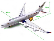 Ready Stock 43cm Big Size Air Bus A380 Malaysia Airline Air Asia Cargo Passenger Aeroplane Light Sou