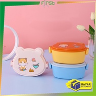 FH-C777 Children's Lunch Box Set with Cute Cartoon Pattern Spoon and Fork Children's Tiered Lunch Bo