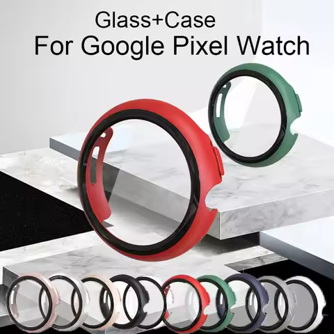Tempered Glass+Case for Google Pixel Watch 2 1 Screen Protector PC Hard Cases Shell Bumper Cover For