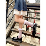 Lace Socks Cute Lace lolita lolita Japanese jk Pile Calf Socks White Black Socks