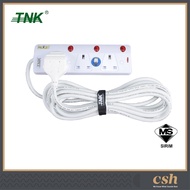 TNK 3 Gang Neon Extension Trailing Socket with 3 Pin 13 Amp Fuse Moulded Plug 5 meter (100% Pure Cop