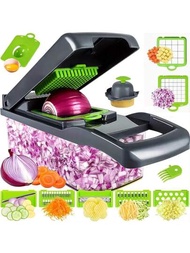 1入組多功能蔬菜切片器食物切碎器水果切割器洋蔥胡蘿蔔馬鈴薯切塊刨絲廚房工具套裝