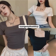 Elastic bozip shirt, beautiful square neck shirt that flatters your figure m8