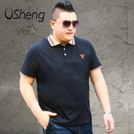 VSheng XXL-7XL Big Size Collar T Shirt For Men Casual Oversized Threadwork Cuff Man Polo Tops