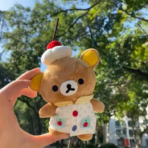 Cute Rilakkuma Store Manager Series Diy Backpack Pendant Bear Exquisite Keychain Decoration Car Orna