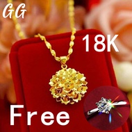 Philippines Ready Stock Pure 18K Saudi Gold Nasasangla Korean Style Vintage Choker Necklace for Women Jewellery Multi-layered Flowers Pendant Pawnable Not Fade Adjustable Buy 1 Take 1 Promise Ring Birthday Gift Engagement Gift