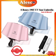 Alescomall 8 Bones 190T UV Black Glue Three Fold Sun Umbrella Sunny and Rain Umbrella with Protectio