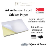 A4 Adhesive Label Sticker Paper Glossy Matte Laser Inkjet Printer Decals Art Craft