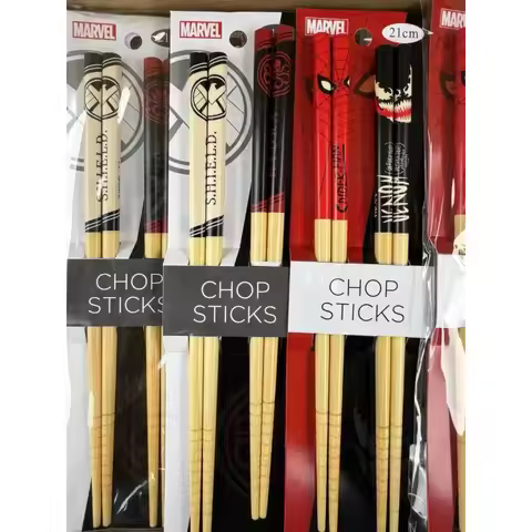Marvel Universe Series Spider-Man Venom SHIELD Movie Peripheral Cartoon Bamboo Chopsticks Creative P