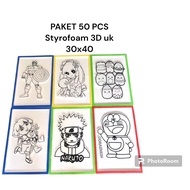 HLID - (50 Pcs) 3D Styrofoam Painting UK 33X50 3D Styrofoam/s Embossed Children's Painting Styrofoam