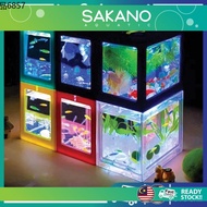 Betta fish Mini Aquarium 2nd generation Building block fish tank Spider Marimo Fish Breeding Box ikan laga akuarium LED