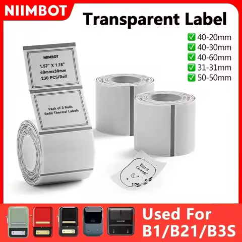 Niimbot B1 Transparent Label Portable Mini Printer 30-50mmThermal Paper Adhesive Labels For B21/B3S/
