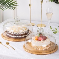 💖homess💖 Birthday Party Cake Stand Fruit Plate Cake Stand Pastry Supplies Cake Stand Pedestal Dessert Display Wedding Party Cake Stand 3 Sizes Round Wooden Cake Stand With Glass Cover