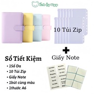 A6 Leather Cover Savings Book with Zip Bag, Leather Cover Expense Management Book, A6 Savings Notebo