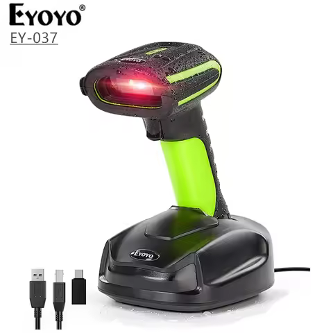 Eyoyo 2D QR Industrial Barcode Scanner Wireless Charging Stand Rugged 3-in-1 Bluetooth Scanner Heavy