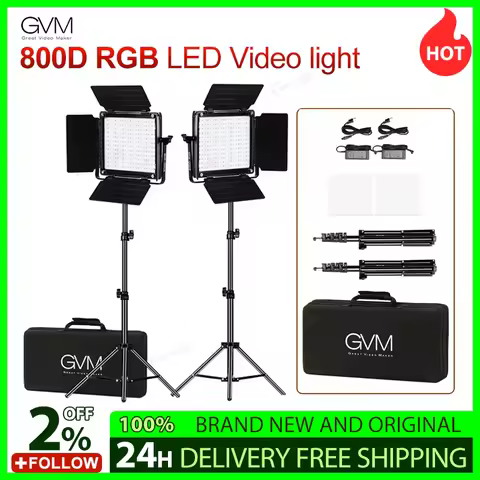 GVM 800D RGB LED Video Light 3200 to 5600K Film Video Shooting Lights Photography Camera Lighting Pa