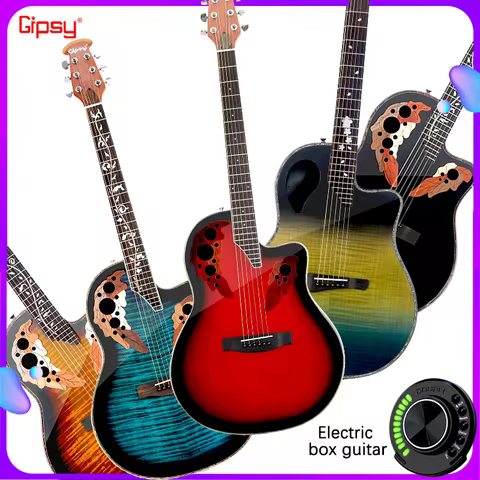 Gipsy SFT Solid Folk Guitar 41 36 38 40 inch Grape soundhole Electric Box Carbon fiber travel Black 