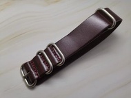 18/20/22/24  Nato 暗紅色 真牛皮錶帶 (合用: 18mm 20mm 22mm 24mm 錶帶 纖維錶帶 尼龍錶帶 Nato錶帶  降落傘尼龍錶帶)