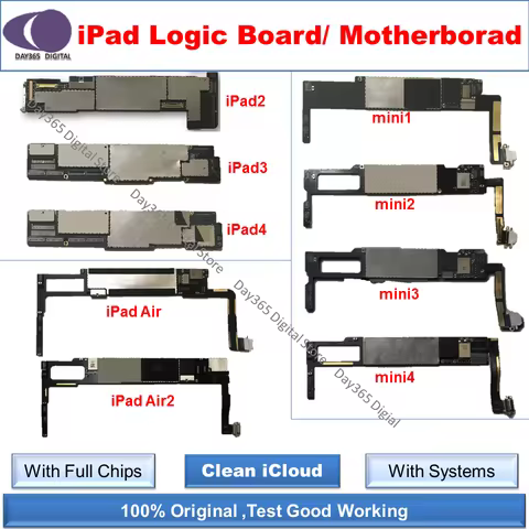 iCloud free Unlocked Logic Boards for ipad 2 3 4 5 Air air2 Motherboard Unlocked for mini 1 2 3 4 a1