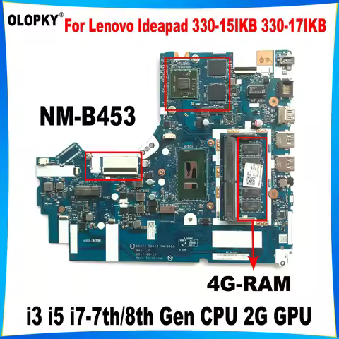 EG523 NM-B453 Mainboard for Lenovo Ideapad 330-15IKB 330-17IKB laptop motherboard with i3 i5 i7-7th/