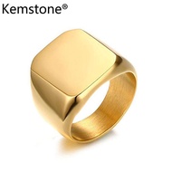 Kemstone Simple 18Mm Stainless Steel Glossy Square Surface Ring For Men