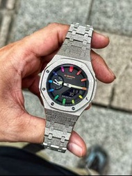 GA2100 改裝 AP 風格霧砂不鏽鋼錶殼｜彩色時標｜可代裝