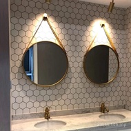 Cermin Bulat Logam Mewah Nordic Light Mewah Cermin Bulat Bilik Mandi Hotel Cermin Solek Bilik Mandi 