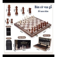 2in1 Magnetic Chess High Quality Walnut Wood 39x39cm Foldable with Checkers to Develop Safetoy Think