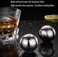 1 Set 2 Pc Es Reusable Ball Ice Cube 55Mm Bulat Silver Stainless Steel