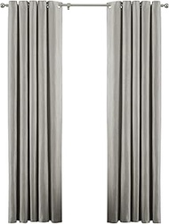 Riva Paoletti Atlantic Eyelet Curtains (Pair) - Natural Beige - Woven Twill Fabric - Ready - 100% Po