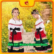 Traditional Folk Mexico Dress For Kids Girl Halloween Costume Mexican Carnival Party Dresses